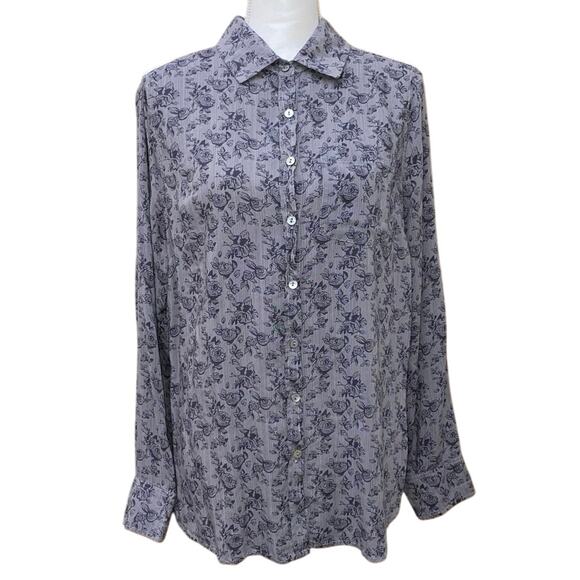 About A Girl Boho Crochet open back button up floral rose print L Pocket Western - Picture 1 of 12